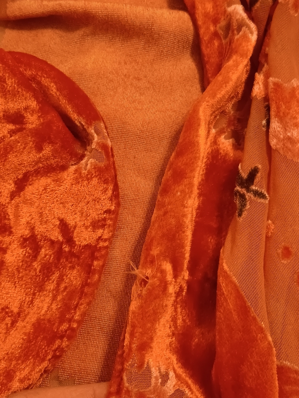 Urban Outfitter Rust Orange Velvet Burnout Floral Kimono Jacket Semi Sheer Boho - Picture 8 of 8